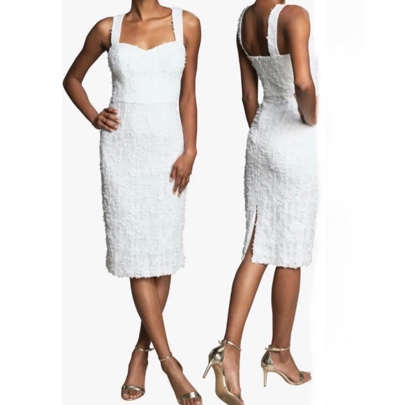 Dress the Population Nicole Sweetheart Sheath Bodycon Cocktail Floral Lace Ivory